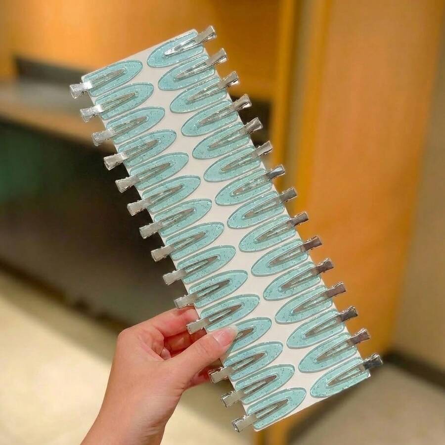 30入女用透明紫色髮夾,極簡風小髮夾,鱷魚夾設計,女性髮飾髮夾,度假配件,適合日常休閒與戶外穿搭,女性配件髮梳髮卡髮夾髮簪髮夾扣抓夾 - 藍色 - 查看 1