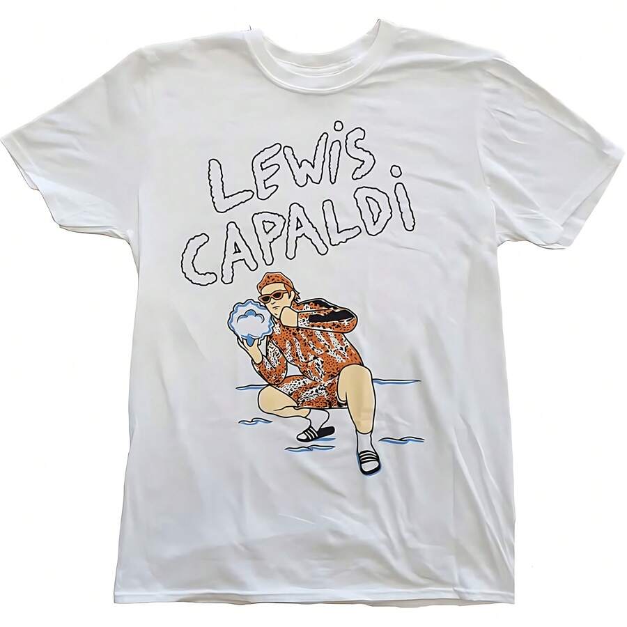 Lewis Capaldi Snow Leopard Official Tee T-Shirt Mens - White - View 1