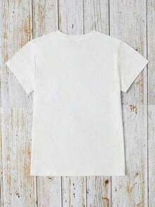 1 PcsWestern Cowboy Graphic Print Shirt, Short Sleeve Crew Neck Casual Top Summer & Spring, Women's-Shirt Women's Spring Graphic Round Neck Short Sleeve Casual T-Shirt (Holiday Season)180g Cotton 100% - 白色 - 查看 3