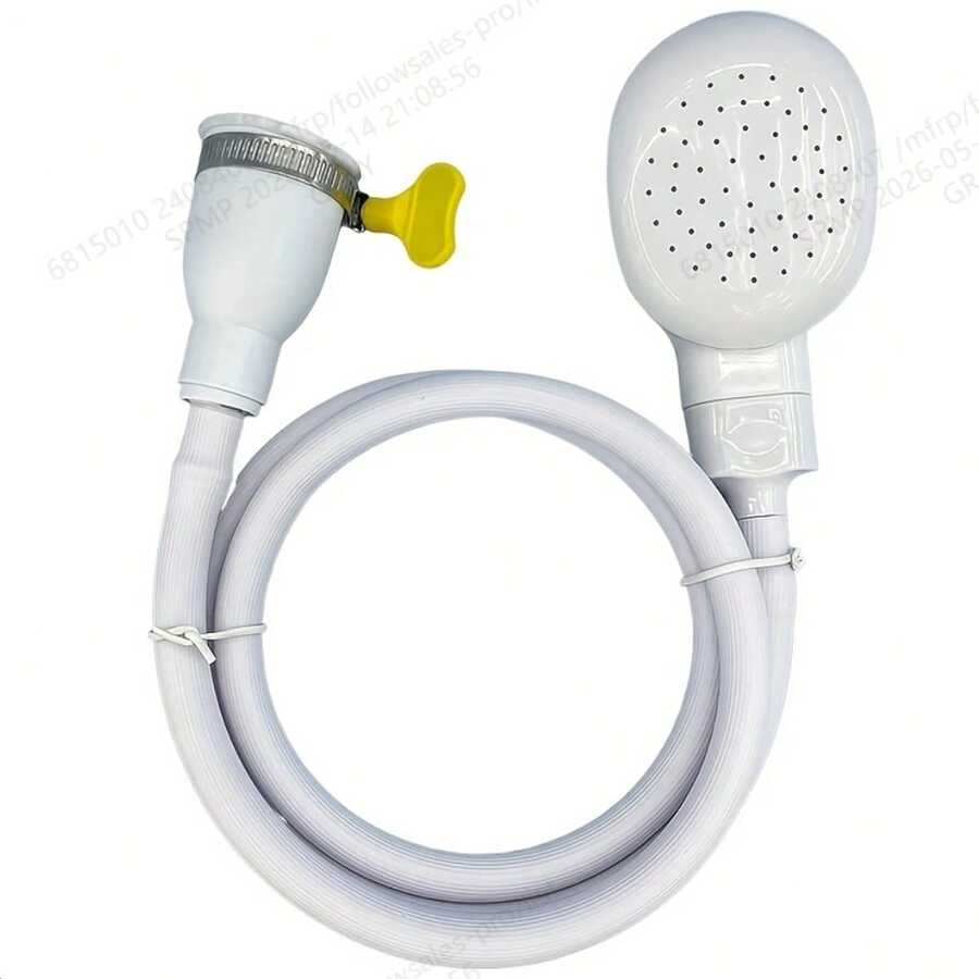 柔軟白色水槽噴水管配黃色橡膠噴嘴 - 便攜式水龍頭配件,適用於洗狗、小孩、洗髮及沖洗蔬菜 - 耐用塑料手持式淋浴頭 - 白色1件 - 查看 1