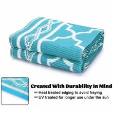 Soonbuy 5x8 Ft Reversible Outdoor Rug, Waterproof Bohemian Geometric Plastic Straw Area Rug, Lightweight Easy-Clean Non-Shedding Pet-Friendly Indoor Outdoor Mat For Patio Deck Backyard Porch RV Camping Beach - A - View 5