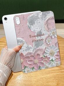 1pc 3D Impasto Oil Painting Floral Visual Effect Transparent Flat Protective Case, Covers, Vintage Soft Pink High-End Atmosphere Full-Body Anti-Fall Protective Case, Ins Art Style Slim Fit, Compatible With IPad Case, Compatible With IPad A16 Case, Fast Delivery, Suitable For Mother's Day, Valentine's Day, Girlfriend's Day, Birthday, Spring Season, Back To School Gifts, Daily Use - Clear - View 7