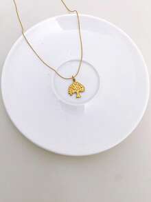 1pc Stainless Steel Waterproof Non-Fading Vintage Gold Tree Of Life Pendant Necklace, Suitable For Women's Daily Wear - Gold - View 3