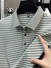 Kemeja Polo Bergaris Pro Man Wardrobe, Atasan Olahraga Lengan Pendek Berkerah - Grey - View 5