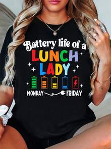 Camisetas de Almuerzo Estampadas, Camisetas de Equipo de Almuerzo, Camisetas de Grupo para Personal de Buffet - Negro - Ver 6