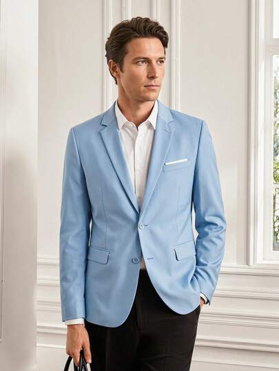 Officeau Men's Single-Breasted Business Casual Suit Jacket, Groomsman Wedding Attire