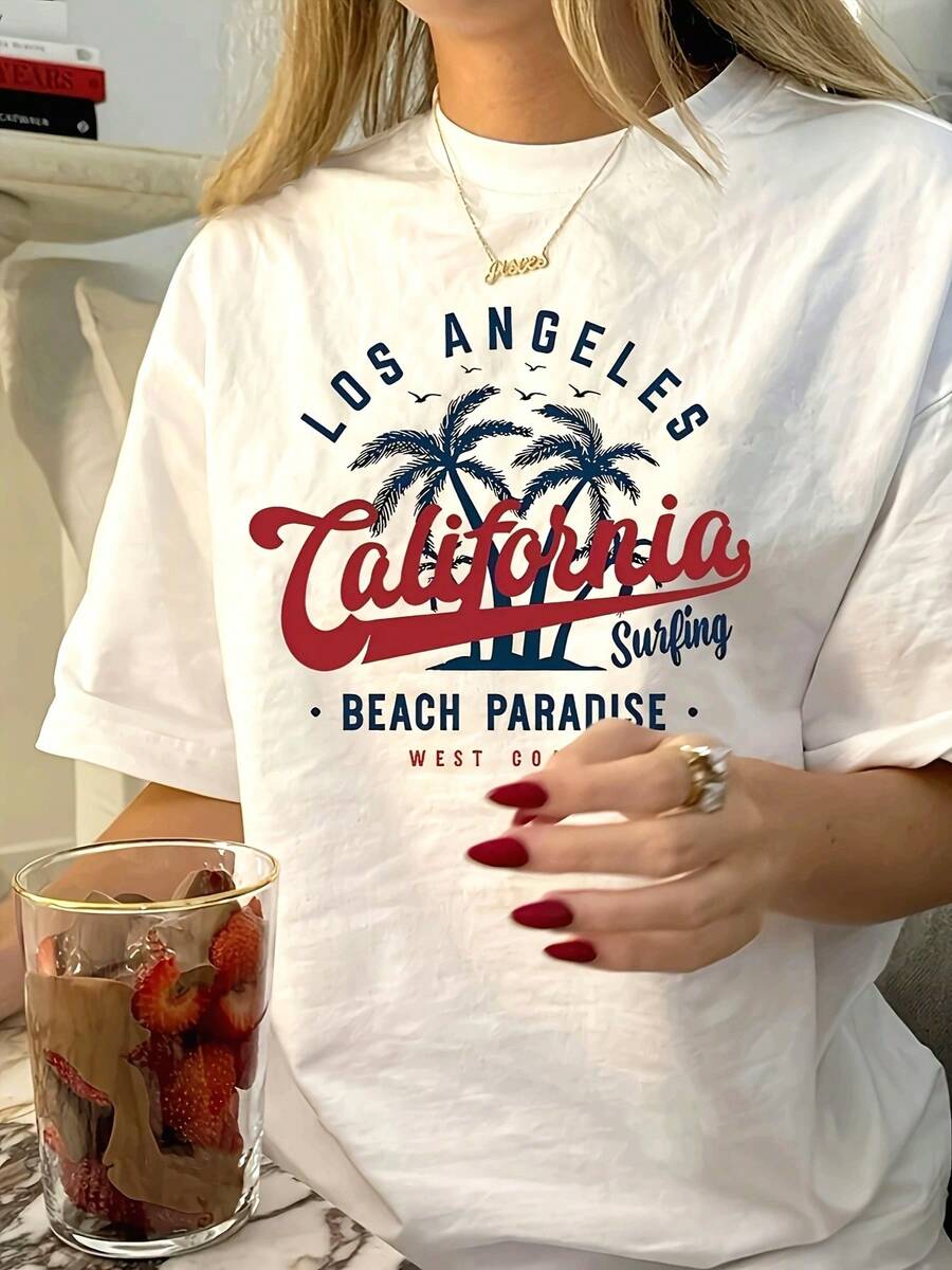 Camiseta de mujer para primavera y verano - Blanco - Ver 1