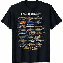 [100% Cotton] Educational T-Shirt With Alphabet Of Fish And Freshwater Species For Fishing 6RRE ULTW 8WHP - Putih - View 2