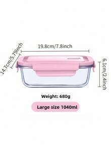 2 piezas Caja Bento de Vidrio con Tapa Rosa, Caja Bento Dividida de Gran Capacidad 410/680ml, Contenedor de Almacenamiento de Alimentos de Vidrio, Diseño Apilable con Cierre para Almacenamiento en Refrigerador y Cocina, Caja de Almacenamiento de Alimentos Vegetales para Microondas, Suministros para Regreso a Clases y el Hogar - Rosa Pálido - Ver 18