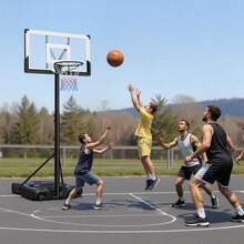 Portable Basketball Stand, 10 Ft Height Adjustment Basketball Hoop & Goal, Portable Basketballs Hoop With 48 Inch PC Backboard & Wheels For Kids, Teens, Adults In Driveways, Pools, Schools - 10 ft with Wheels - 查看 9