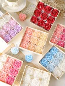 9pcs Rose Shaped Scented Candles, 3D Peony Candles, Suitable For Home Decor, Party, Tabletop Decoration, Holiday Gifts, Dinner, Banquet/Party, Relaxation/Meditation, Ambiance Lighting, Women's Gifts, Wedding Favors - Multicolor - View 1