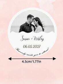 Personalized Custom Round Wedding Invitation Label Stickers, White Elegant Couple Portrait Design, Wedding Party Gift Labels Decoration - Multicolor - View 3