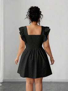 Vestido elegante con volantes en el bajo en color amarillo claro - Negro - Ver 2