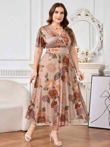 Vestido floral elegante de talla grande, verano - Multicolor 3 - Ver 4