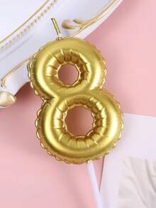 1pc Gold Floral Decorative Birthday Candle, Handpainted Birthday Number 0-9 Numeral Candles, Happy Birthday Cake Decor, Birthday Party Decoration, Princess Theme Celebration Candle - Golden Flowers - View 12