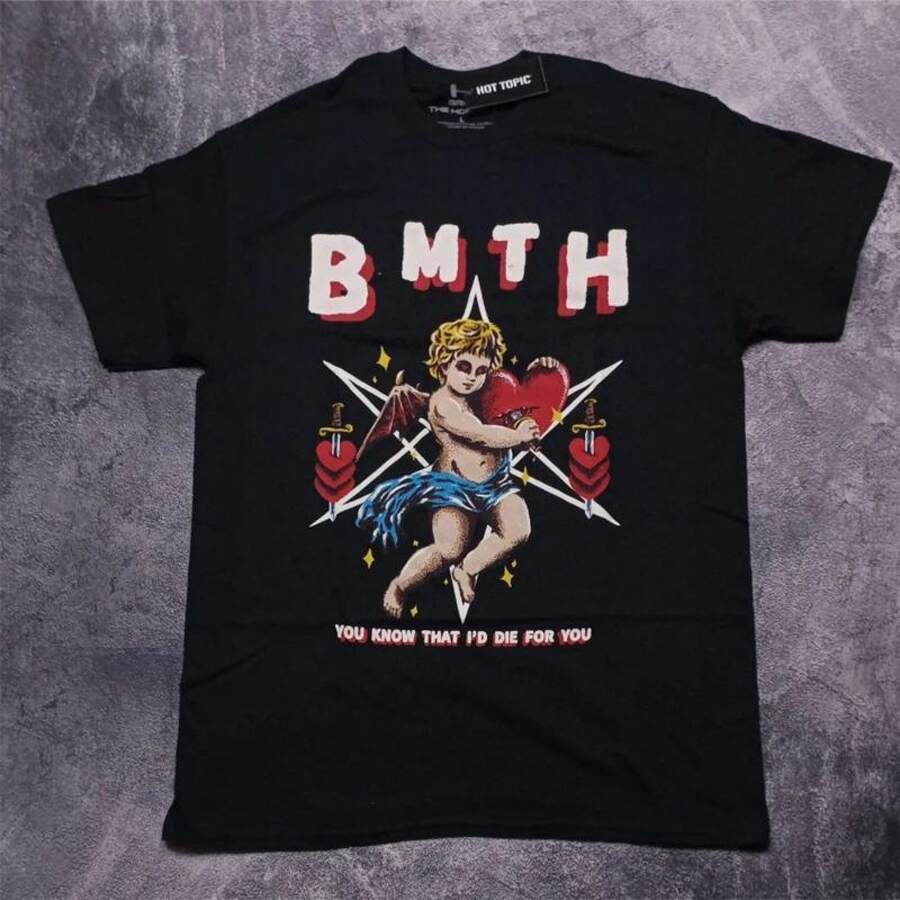 Camiseta retro americana de la banda británica Bring Me The Horizon - Negro - Ver 1