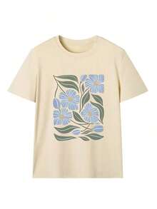 Sold Separately, Not A Three-Piece Set. Women's Vintage American-Style Printed T-Shirt, Soft And Comfortable, Available In Various Styles. Three Designs To Choose From. Made From 100% Pure Cotton, It's Ideal For Working Out, Everyday Wear, Vacations, School, The Office, And Parties. - 米色 - 查看 6