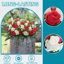 Saddle-Style Cemetery Flowers For Tombstones, Artificial Memorial Flowers For Graves And Headstones, Windproof Fade-Resistant All-Weather Decor With Adjustable Grips - Multicolor - View 4