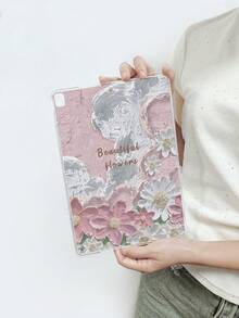 1pc 3D Impasto Oil Painting Floral Visual Effect Transparent Flat Protective Case, Covers, Vintage Soft Pink High-End Atmosphere Full-Body Anti-Fall Protective Case, Ins Art Style Slim Fit, Compatible With IPad Case, Compatible With IPad A16 Case, Fast Delivery, Suitable For Mother's Day, Valentine's Day, Girlfriend's Day, Birthday, Spring Season, Back To School Gifts, Daily Use - Clear - View 26