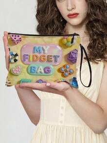 Anxiety Relief Theme Cosmetics And Accessories Organizer Bag - Sensory Friendly Design, Beige Portable Storage Bag Suitable For Small Tools, Supplies, Travel Essentials - Multicolor - View 2