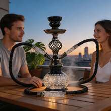 1pc Exquisite Round Barrel Shaped Water Pipe, High-End Double Tube Water Pipe, Exquisite Design | Beautiful And Atmospheric, Suitable For Party Use, Perfect Gift For Friends - one-size - View 4