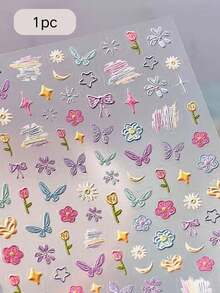 1pc Macaron Graffiti Decorative Sticker, Flower Star Butterfly Design, Universal For Camera / / Instant Camera / Earphone Case, Decorative Accessory, Waterproof Self-Adhesive Sticker With Backing, Scratch-Resistant, Easy To Apply - 1pc TS-4130 - View 7