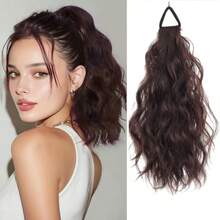 Tóc giả đuôi ngựa gợn sóng tự nhiên 12 inch, buộc bằng dây chun, tóc giả xoăn tổng hợp, màu nâu gợn sóng nước, kẹp cài cho nữ sử dụng hàng ngày. - Nhiều màu - Xem 10