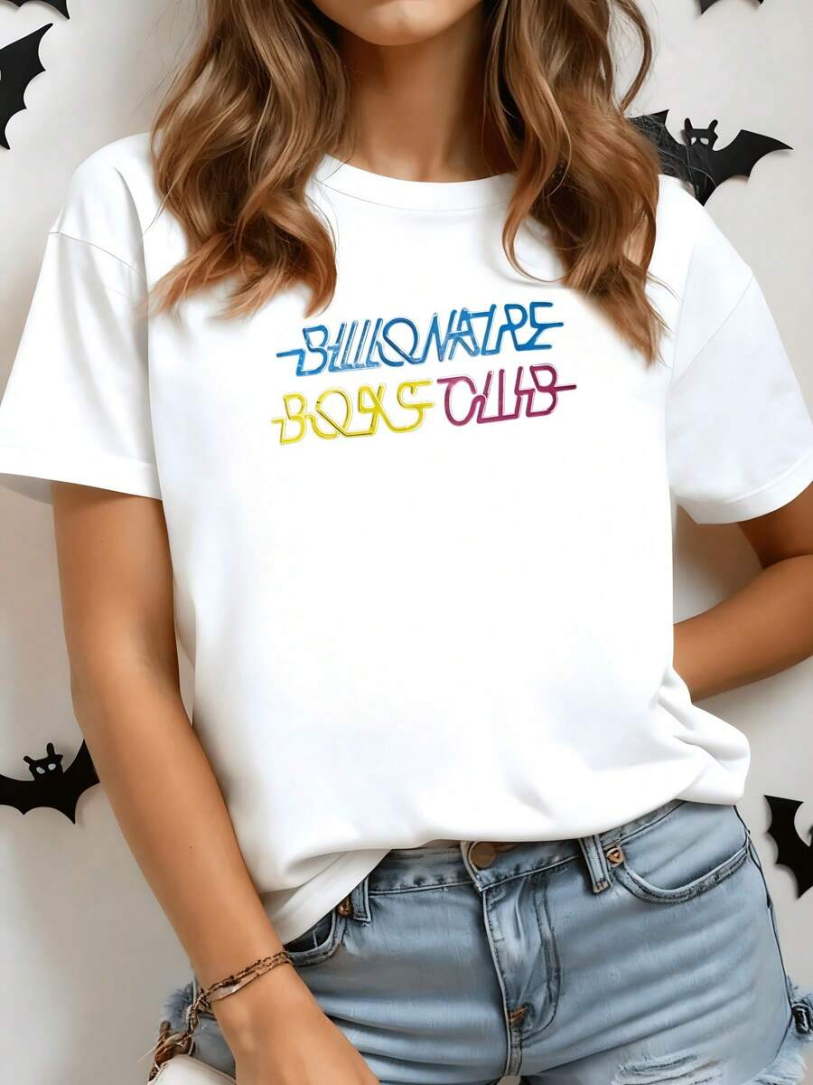 Colorful Words Represent Diversity And Creative Energy, Inspiring Confidence And A Free Spirit-Ideal For Modern Women. Comfortable Casual Women's T-Shirt For Everyday Wear. - 白色 - 查看 1