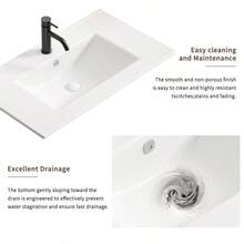 24 Inch Bathroom Vessel Sink Ceramic Bathroom Vanity Sink Top With Overflow No Drain Convenient For Storing Personal Items - Glossy White - Only 24inch Sink1 - View 3