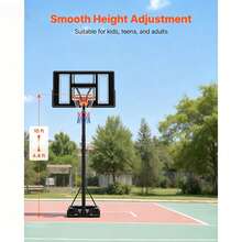 Portable Basketball Stand, 4.4 Ft To 10 Ft Height Adjustment Basketball Hoop & Goal, Adjustable Basketballs Goal System With Built-In Rolling Wheels For Kids, Teens, Adults In Driveways, Pools - 4.4 ft to 10 ft - 查看 5