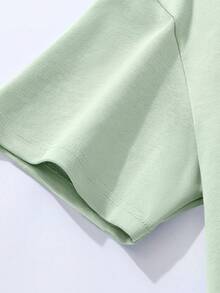 Camiseta de manga corta de talla grande para mujer , nueva ropa de verano popular para mujer de talla grande, corte holgado, 100% algodón puro, suave - fácil de usar, lavar y cuidar. - verde agua - Ver 4