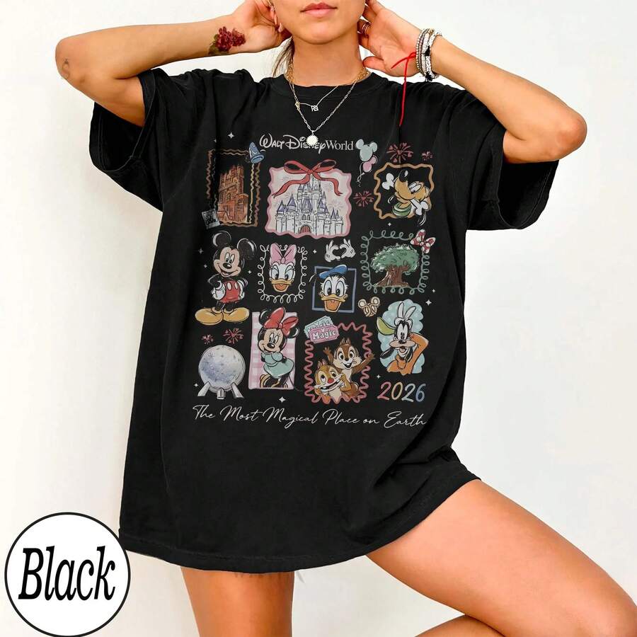 Vintage Mickey Disneyworld ComfortColors Shirt, Retro Mickey And Friends Shirts, Walt Disneyworld Tee, Disney 2026 Trip Disney Vacation Tee Disney Oversized T-Shirt - Black - View 1