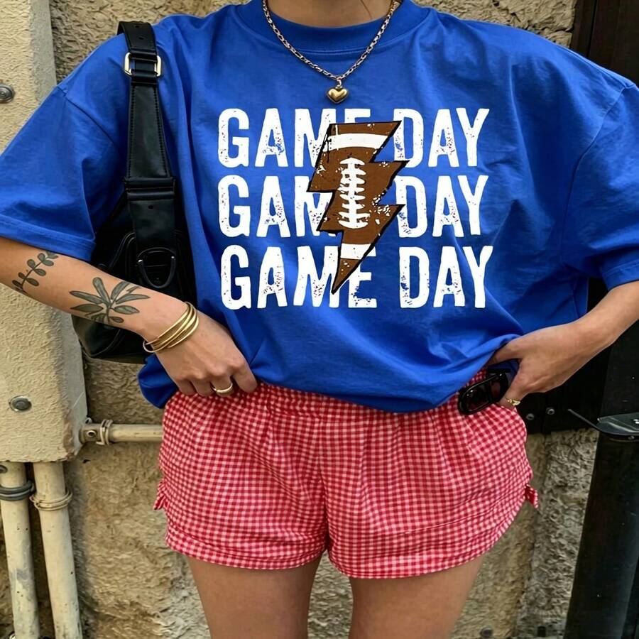 Heartfelt Daily Casual Graphic T-Shirt 100% Cotton Oversized Soft Breathable Casual Crewneck Short Sleeve Top Cute Aesthetic Vintage Street Style Fashion Lovers Casual Wearers Daily Outfit Enthusiasts Gift Givers - 藍色 - 查看 1