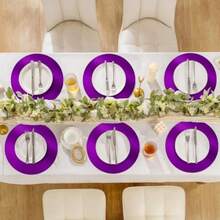 Best Sellers 50 Pcs Disposable Paper Placemats Purple, 3" Round Place Mats Dining Table Paper Charger Table Mat For Christmas Dinner Party Wedding Birthday Banquet Table Setting Decor - 紫色 - 查看 7