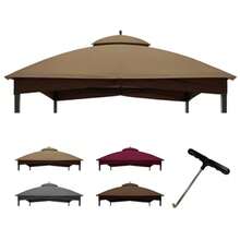 CoastShade - Techo de repuesto para patio, 10 x 12 pulgadas, para cenador Lowe's Allen Roth de 10 x 12 pulgadas, cenador doble superior caqui # GF-12S004B-1 - como en la imagen - Ver 8