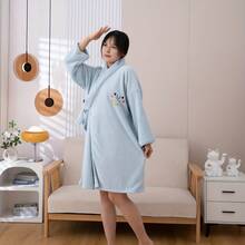 1pc Long Soft Comfortable Purple Bathrobe With Trim, Suitable For Home, Hotel, Spa, Swimming Pool, Gift - Multicolor - View 4