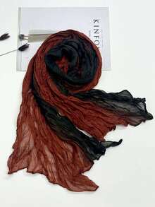 1pc Fashion Pleated New Floral Colorblock Scarf, Autumn/Winter Stylish Decorative Shawl - Multicolor - View 4
