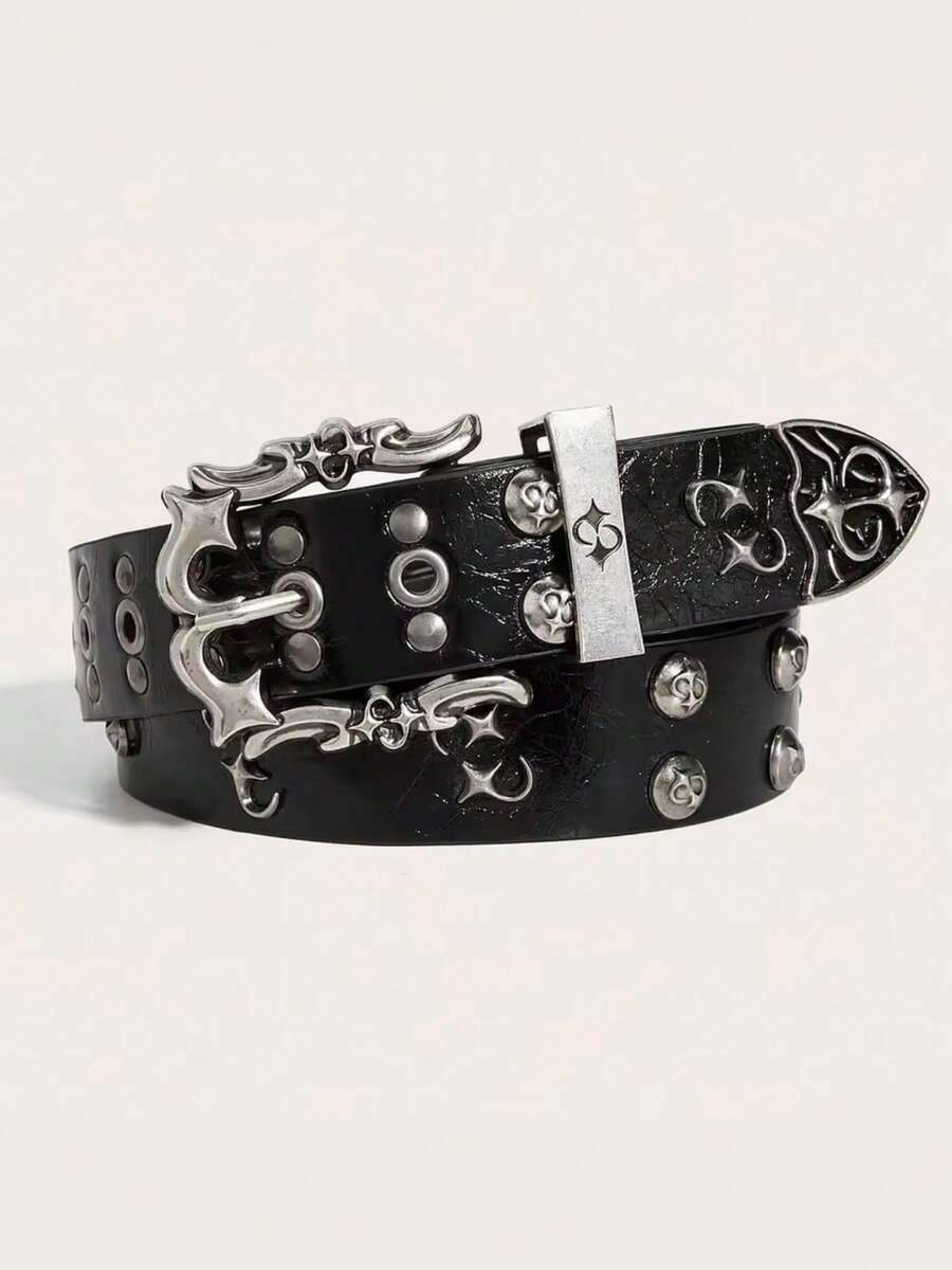 1pc Solid Color Street Party PU Leather Belt, Fashionable & Versatile For Men, Suitable For All Seasons - Multicolor - View 1