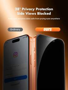 MIGAE 2pcs - High-Grade Privacy Screen Protector Glass, 9H Hardness Anti-Scratch, Rounded Corners For Comfortable Fit, Dust-Proof Design, Privacy Protection, Suitable For Daily Use, Professional Office And Home, Compatible With IPhone 17e/17 ProMax/17 Pro/17 Air/16 ProMax/16 Pro/16/15 ProMax/15 Pro/15/14 ProMax/14 Pro/14/13/12/11 And More - Black - View 2