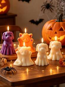 Khuôn nến hình ma, mèo, chó dành cho Halloween, khuôn silicon hình động vật dễ thương và kỳ lạ để tự làm nến. - Khuôn silicon hình chú cún ma - Xem 2