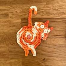 1件猫咪主题礼物，送给爱猫人士，1件猫咪杯垫，编织创意可爱猫咪杯垫，隔热杯垫，咖啡茶杯垫，桌面礼物 - 彩色 - 查看 10