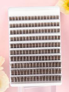 MAANGE 160pcs Brown Cluster Eyelashes, Soft & Charming Fluffy, Multi-Length Cluster, Suitable For Beginners Eye Makeup, Cluster Eyelashes, Individual Lashes, False Eyelashes - D - View 2