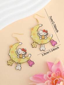 SANRIO 1对可爱卡通系列耳环，三丽鸥猫咪耳环，清新甜美日常百搭耳环 - B - 查看 5