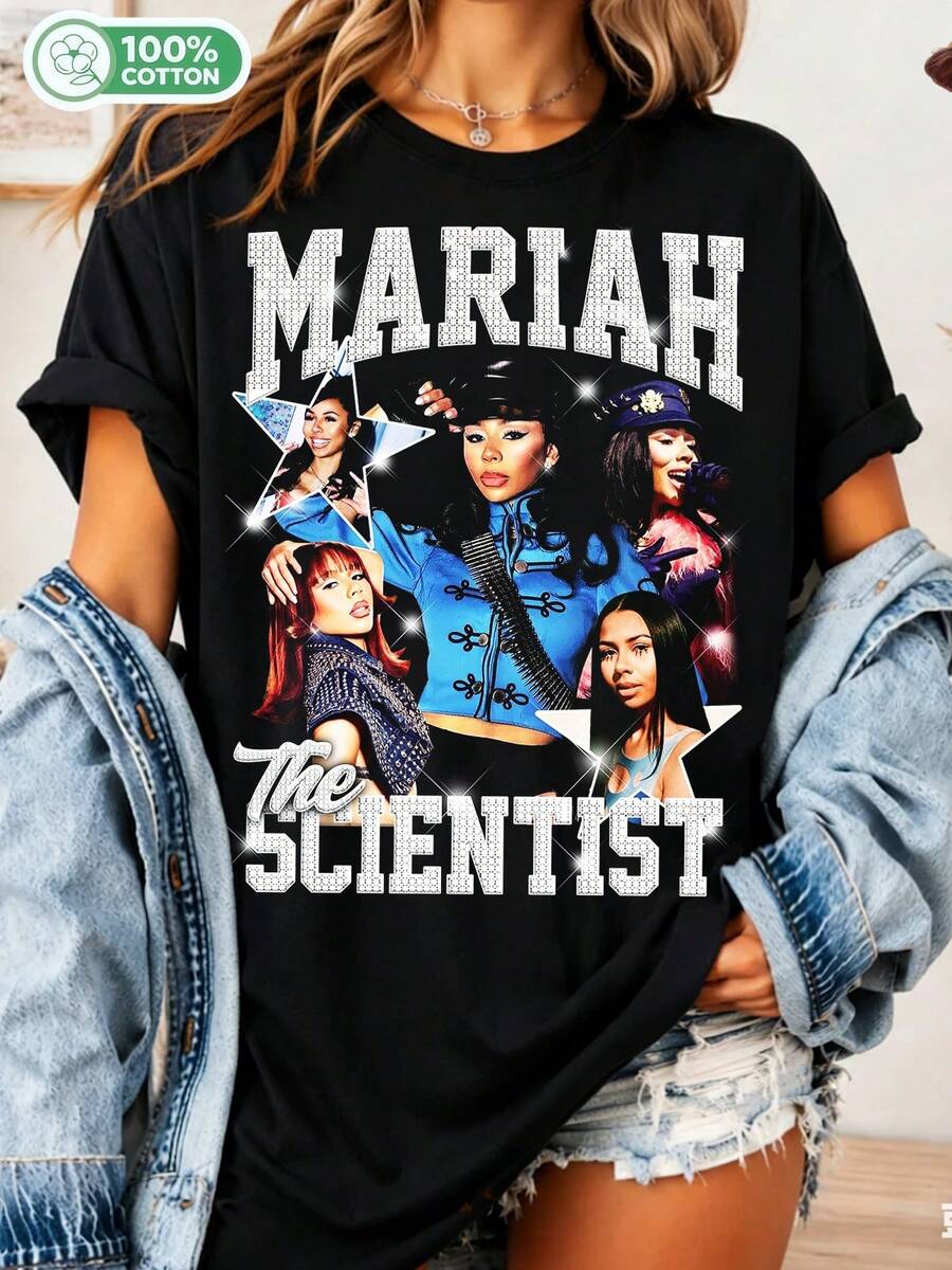 Mariahs The Scientist Vintage Bootleg Graphic Cotton T-Shirt R&B Fan Tee - Black - View 1