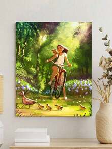 1 Set DIY Digital Oil Painting Kit, Cycling Themed Artwork, Frameless Art Painting Suitable For Bedroom Decor And Art Wall Decoration, Simple And Fun Painting Method Without Drawing Foundation, Fulfill Your Painter Dream And Immerse Yourself In The Colorful World, Every Stroke Is Self-Expression, Adding Romance To Life, Best Gift For Family And Friends, Holiday Gift, 40*50CM - Green - View 4