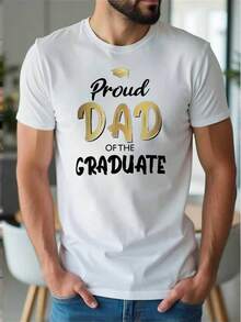 Camiseta casual para hombre, estampado DAD, estilo callejero vintage, transpirable de manga corta, modelo 03. - Blanco - Ver 1