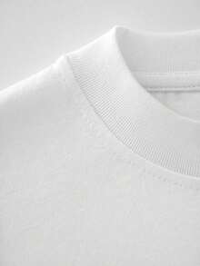 Camiseta con estampado gráfico, manga corta y cuello redondo, top casual para verano y primavera, ropa de mujer - Blanco - Ver 4