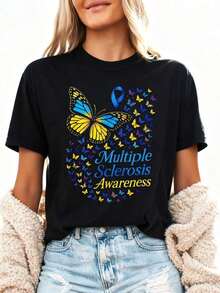 Multiple Sclerosis Awareness - Butterfly Support - 3 Breathable And Comfortable - Black 1 - View 2