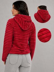 Teddy Coat / Fleece Jacket / Ribbed Fleece Jacket - Rojo - Ver 2