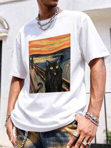 This Casual T-Shirt Features A Simple Print, A Round Neck, And Short Sleeves. The Classic, Basic Design Is Universally Flattering, And The Loose, Relaxed Fit Feels Comfortable And Breathable. The Fine, Soft Texture Is Soft Against The Skin And Breathable, So It Won't Pill Or Lose Its Shape Over Time. The Subtle, Elegant Print Design Is A Must-Have For Summer. This Versatile Piece Pairs Perfectly With All Kinds Of Bottoms-You Can't Go Wrong. - 米色 - 查看 8